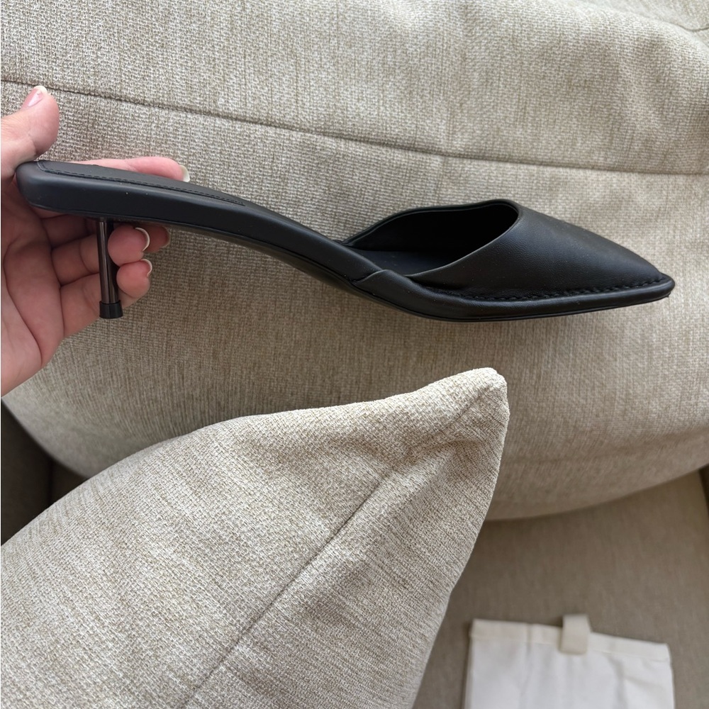 St. Agni Women's Black Leather Mules - Picture 3 of 5